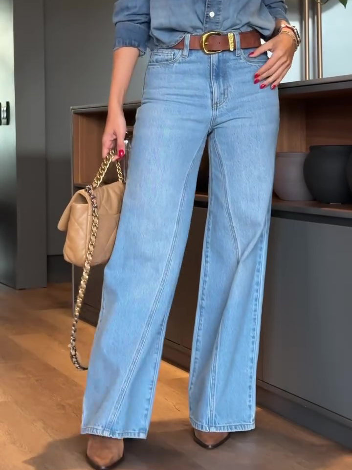 Light Blue High Waist Wide Jeans