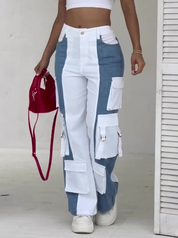 Contrast Pocket Cargo Jeans