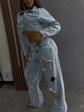 Denim Star Diamond Long Sleeve set