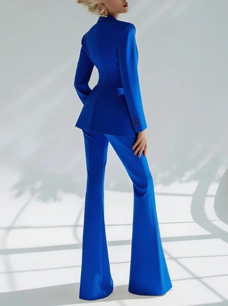 Sapphire Blue Suede Vintage 2-Piece Suit