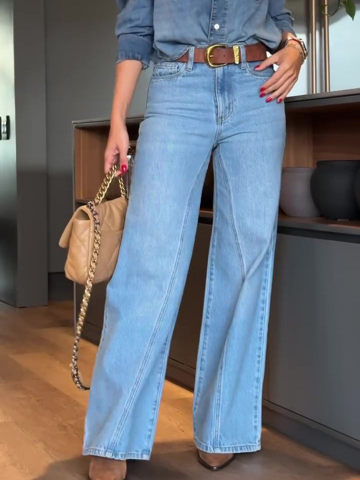 Light Blue High Waist Wide Jeans